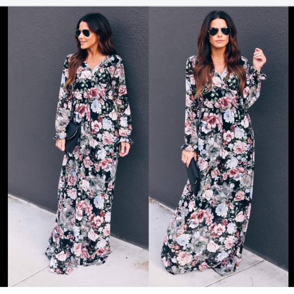 Floral long sleeve maxi